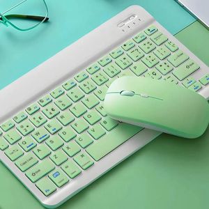 Kit Teclado + Mouse Verde Sem Fio Slim com Conexão Bluetooth
