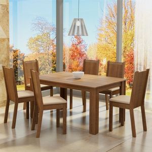 Conjunto Sala de Jantar Analu Mesa com 6 Cadeiras Madesa
