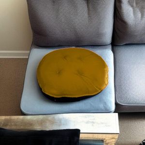 Assento Para Cadeira Almofada Futon 40x40 Redondo Mostarda