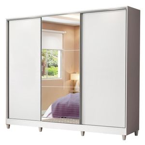 Guarda Roupa Royale Espelho MDF 3 Portas Correr e Pés Madesa