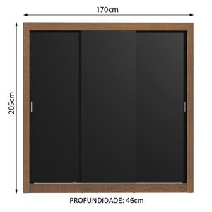 Guarda Roupa Casal Lyon 3 Portas de Correr 2 Gavetas Madesa
