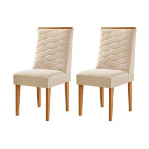 Conjunto 2 Cadeiras MDF Eloise Jantar Modena Veludo Creme