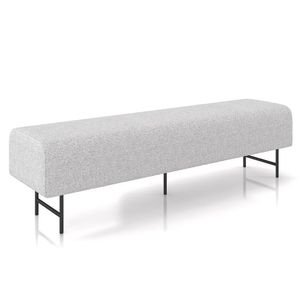 Puff Recamier Decorativo Pés Em Ferro 160cm Dublin P02 Linho Cinza Claro - Mpozenato