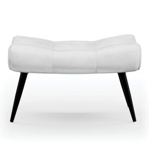 Puff Decorativo Para Sala De Estar Pés Palito Lord Sintético Branco - Ibiza