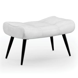 Puff Decorativo Para Sala De Estar Pés Palito Lord Sintético Branco - Ibiza