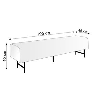 Puff Recamier Decorativo Pés Em Ferro 195cm Dublin P02 Veludo Bege - Mpozenato