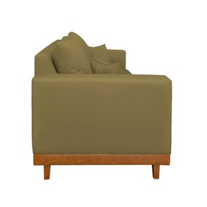 Sofá Living 2 Lugares Suede Resistente Madeira + Almofadas Capuccino