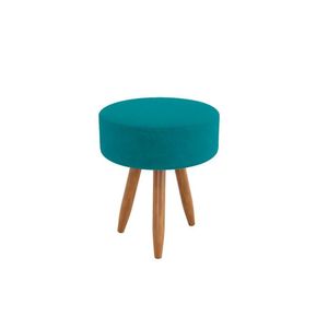 Puff Redondo Decorativo Sala Escritório Estética Luxo Azul Turquesa