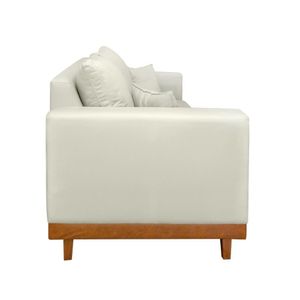 Sofá 2 Lugar Base Reforçada Madeira Tecido Suede + Almofada Bege