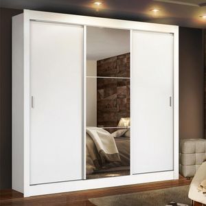 Guarda-Roupa Lyon Plus 3 Portas 1 Espelho Branco Madesa