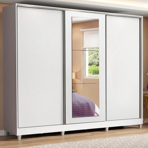 Guarda-Roupa Eros 3 Portas Correr 1 Espelho 100% MDF Madesa