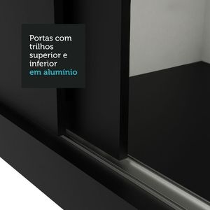 Guarda-roupa Casal 3 Portas Correr Espelho 4 Gavetas Preto