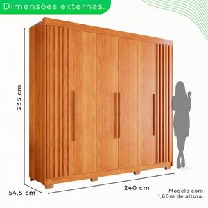 Guarda-roupa Casal Com Pé 6 Portas 6 Gavetas Granada Sallêto Cinamomo