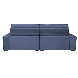 Sofá Austin 2,22m Retrátil, Reclinável Com Molas No Assento E Almofadas, Suede Azul Cama Inbox