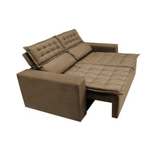 Sofá Retrátil E Reclinável Cama Inbox Slim 1,50m Tecido Suede Velusoft Castor