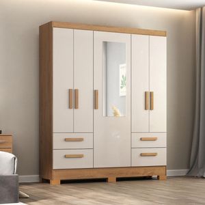 Guarda Roupa De Casal Vitoria Canelato E Off White Atualle