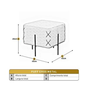 Puff Banqueta Eros Luxo Preto Castellar Móbile Corino Off White Corino Off White