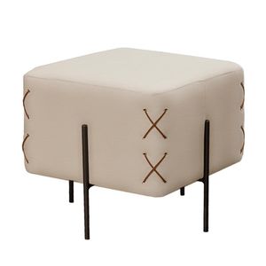 Puff Banqueta Eros Luxo Preto Castellar Móbile Corino Off White Corino Off White