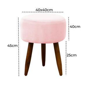 Puff Banqueta Decorativo Pés Madeira Bebe Rosa Bebe