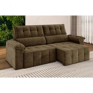 Sofá Santiago 2,20m Retrátil/reclinável Suede Marrom - Xflex Sofás