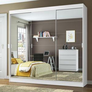 Guarda-Roupa Veneza 3 Portas Correr de Espelho Branco Madesa