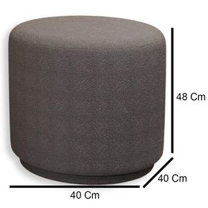 Puff Orgânico Beatriz Boucle Elegante Luxuoso Redondo - 7 Decor Cinza Escuro