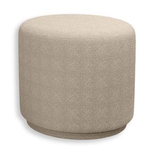 Puff Orgânico Beatriz Boucle Elegante Luxuoso Redondo - 7 Decor Bege