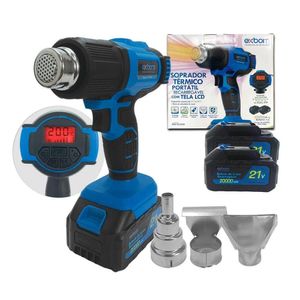 Soprador Térmico Portátil Com Display 21v + 3 Bocais De Metal Potente