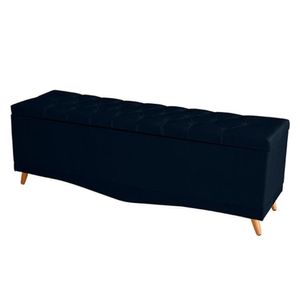 Kit Estrela Cabeceira De Cama Painel E Calçadeira Baú Botão Cristal Casal 140 Cm Suede Azul Eli Móveis E Decoração
