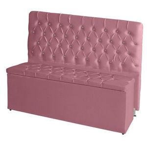 Kit De Quarto Cabeceira De Cama Box E Calçadeira Baú Bella King 195 Cm Suede Botão Strass Rosa Bebê Eli Móveis E Decor