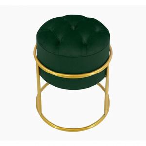 Kit 2 Puff Banqueta Estofado Decorativo Base De Ferro Capitonê Suede Verde Eli Móveis E Decoração