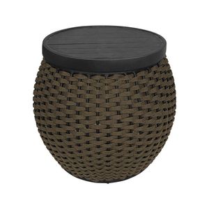 Puff Barril Tampo Aluminio Corda Náutica Rami - Bege