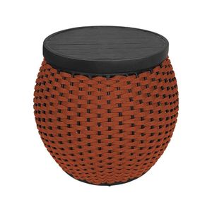 Puff Barril Tampo Aluminio Corda Náutica Terracota - Laranja
