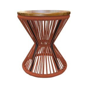 Puff Ampulheta Alumínio Corda Náutica Terracota - Laranja