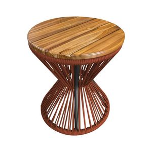 Puff Ampulheta Alumínio Corda Náutica Terracota - Laranja