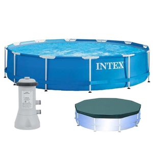 Piscina Estrutural Litros Armação Azul + Capa + Filtro 220v - Intex