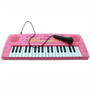 Teclado Eletrônico Com Microfone Mini 37 Teclas Rosa Brinquedo
