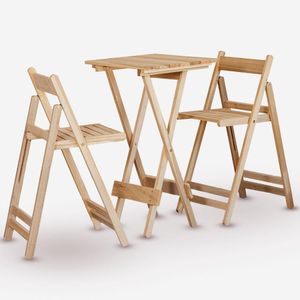 Conjunto De Mesa Bistrô E 02 Cadeiras Em Eucalipto Sem Pintura