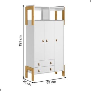 Guarda Roupa Infantil Com 3 Portas Bilbao Branco Acetinado