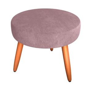 Puff Redondo Para Sala Suiça Veludo Turkey Rosa
