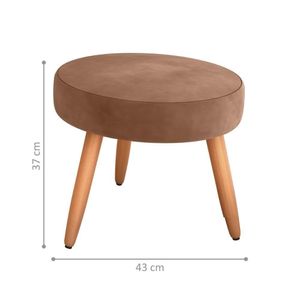 Puff Redondo Para Sala Suiça Veludo Ferrugem