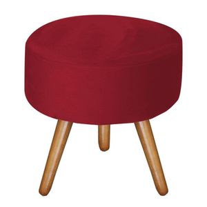 Puff Decorativo Bali Aconchego Em Suede E Pés Palito Madeira Vermelho