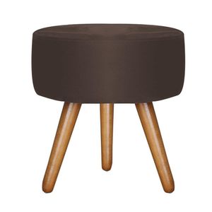 Puff Decorativo Bali Aconchego Em Suede E Pés Palito Madeira Marrom