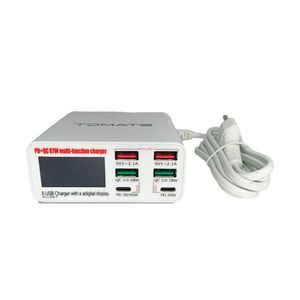 Carregador Inteligente Com Usb Tipo-c 6 Portas Potente 87w