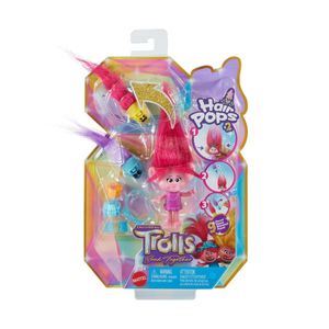 Mini Figura Trolls Poppy 7cm Hair Pops C/ Acessórios Mattel