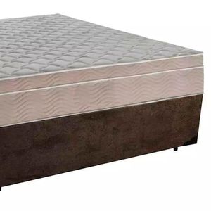 Cama Box Casal Suede + Colchão Serene Molas Ensacadas 138x188x65 Marrom