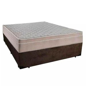 Cama Box Casal Suede + Colchão Serene Molas Ensacadas 138x188x65 Marrom