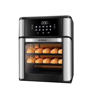 Fritadeira Elétrica Air Fryer Forno Mondial Oven 12L Preta/Inox AFON12LBI