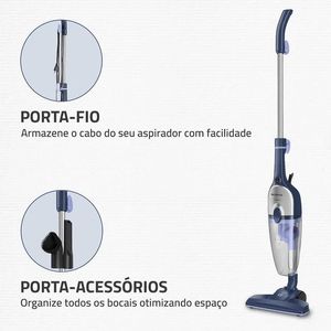 Aspirador de Pó Turbo Mondial 2 EM 1 Cycle Hepa 1550W Azul Escuro/Inox AP41BLI
