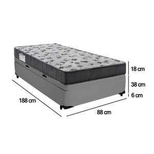 Cama Box Baú Solteiro Sintético + Colchão De Espuma D33 - Serene - 88cm Cinza